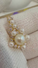 8pcs Insale strong luster Akoya Stylish ivory Ocean Pearls vintage pendants necklace set adjustable silver chain unique gift for her 2.7-6.8