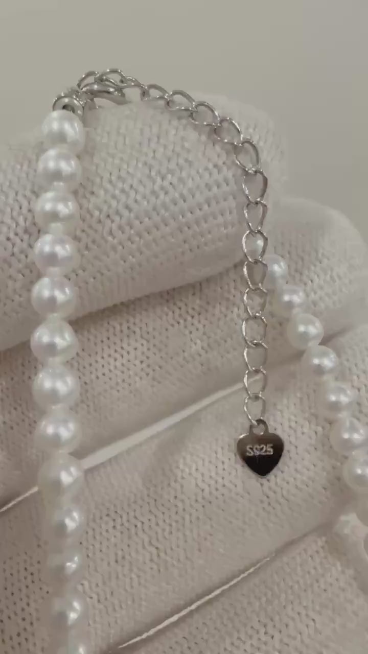 Elly’s 3.5-4mm extremely strong luster Freshwater Cold White pure round Pearl strand Necklace unique anniversary gift.