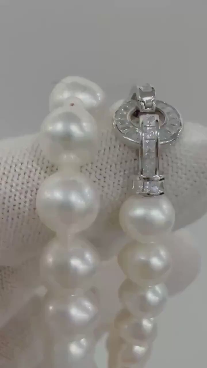 Elly’s 53pcs 7.3-8.6mm Strong Luster genius off white oval pearl necklace choker elegant attractive anniversary engagement gift for her.