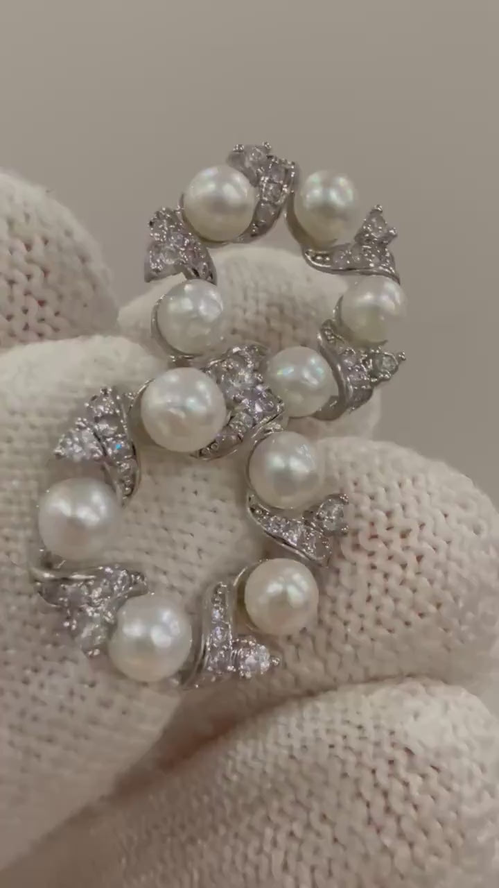 Elly’s Akoya 10pcs Exceptional Elegant strong luster White Pearl vintage earrings for her birthday. 3.8-4mm