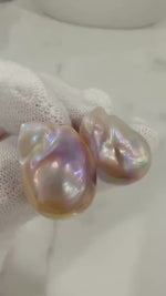 Strong luster fireball Rose baroque Pearl dazzling earrings stylish S925 silver earrings unique gift for her. gift for her birthday. To 28.8