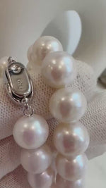 Super value! 38pcs 9.9-11mm Edison strong luster large genius white pearl necklace choker attractive anniversary gift for her.knotted 17.1”