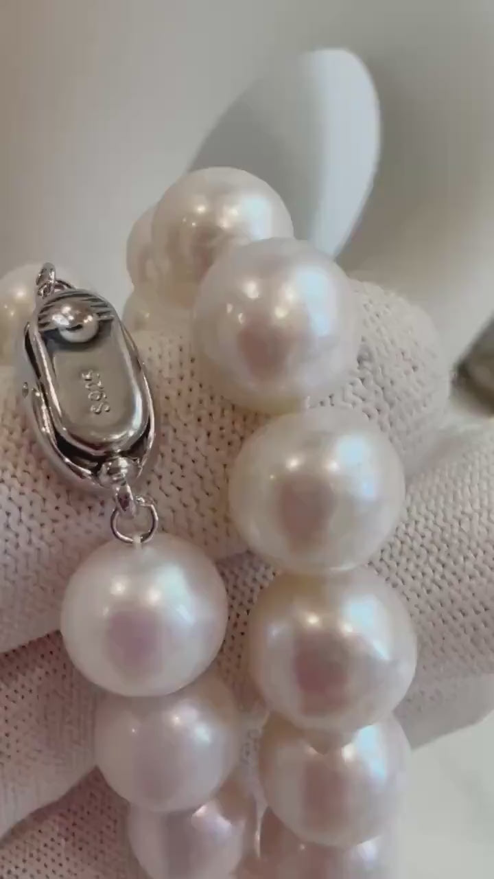 Super value! 38pcs 9.9-11mm Edison strong luster large genius white pearl necklace choker attractive anniversary gift for her.knotted 17.1”