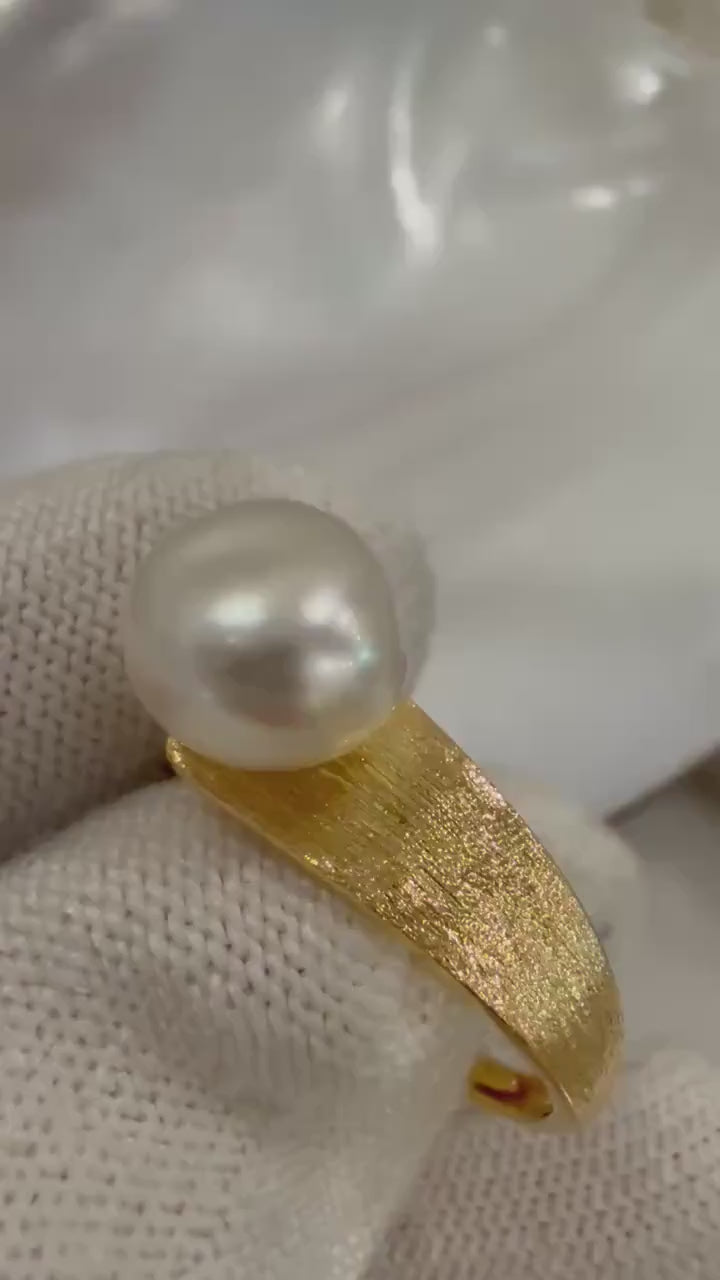 South Sea Saltwater Cream Keshi Pearl Elegent s925 silver adjustable ring daily ring office ring gift for wife, gift for bridal shower.8.8x9