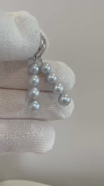Akoya Silver Stylish Pearl Earrings Elegant Earrings Chandelier handmade natural genuine pearl earrings anniversary gift for her.5.8-6.7mm