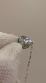Elly’s Tahitian  Keshi Elegant Blue pink Platinum Ocean Pearl bracelet adjustable daily bracelet. 12.4mm