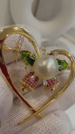 South Sea Golden Pearl Christmas Bell Brooch Pendant 2in1: 8.8mm, extreme luster mirrored, 3.5x4cm. s925 silver chain for seperate purchase.
