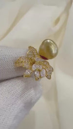 Elly’s South Sea Gold Collection Level Rare Keshi Elegent s925 silver ring daily ring office ring gift for wife, gift for bridal shower.