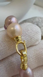 Elly’s 17pcs 9.3-11.2mm Natural Multicolor Edison Pearls Bracelet: Extreme luster mirrored, 8.3” knotted, S925 silver Bracelet.