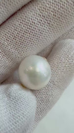 Au750 18k Gold 13.3mm White Edison Pearl Floating pendants:Extreme luster mirrored, S925 silver chain included.