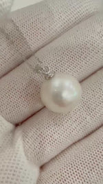 Elly’s 12.4mm Edison Strong luster white Pearl pendant adjustable silver chain minimalist Necklace unique gift for her.