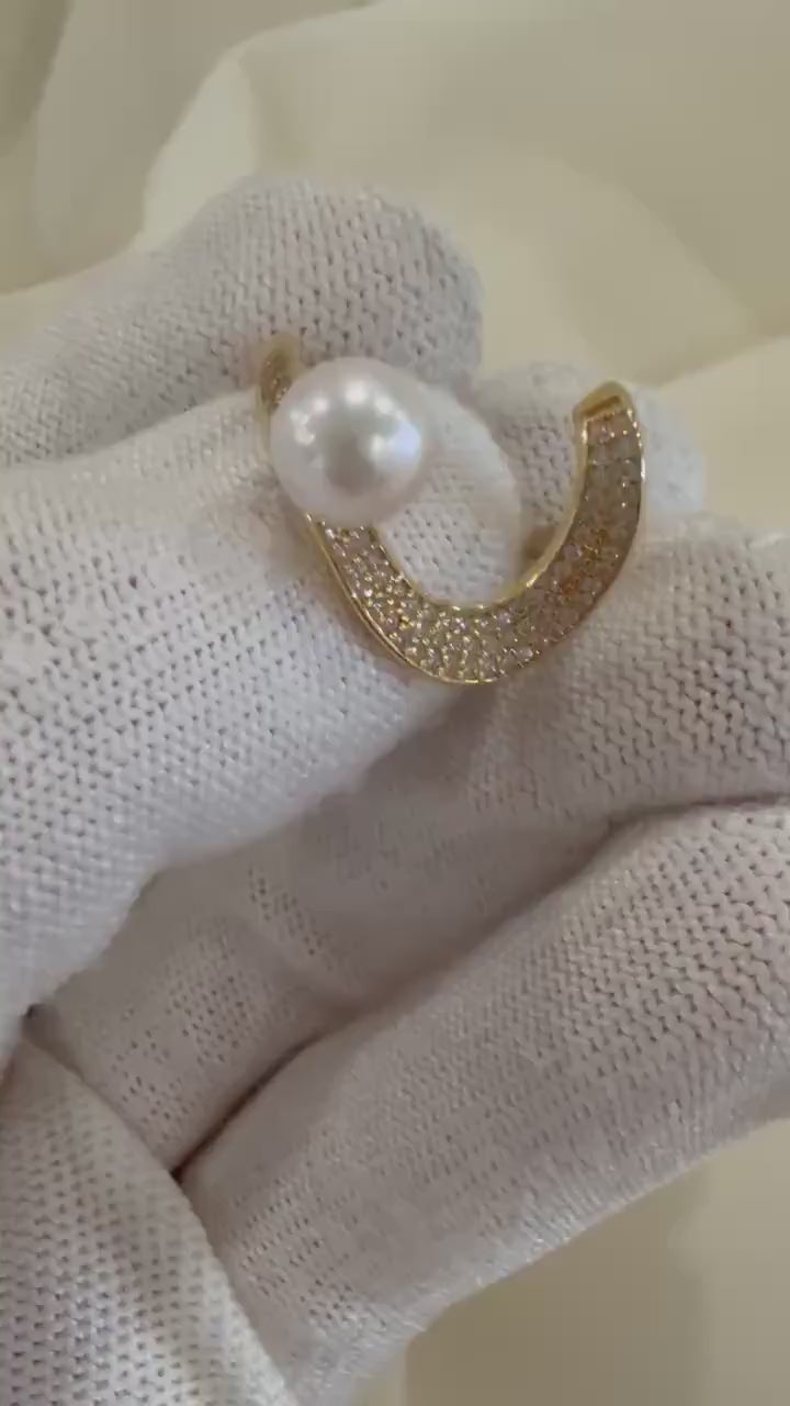 Elly’s Akoya in Sale Elegent Ivory Ocean pearl s925 silver ring daily ring  20th birthday gift for her. 7mm