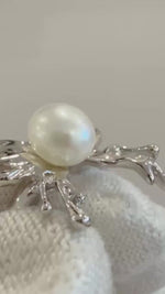 Rare collection!   Australian Saltwater Keshi strong luster  white Pearl butterfly ring S925 silver ring unique gift for her. 8.1x9.8mm.