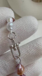 Elly’s 5-7.2mm Freshwater Pearls Bracelet: Extreme luster, 7.2” knotted, S925 silver clip bracelet.
