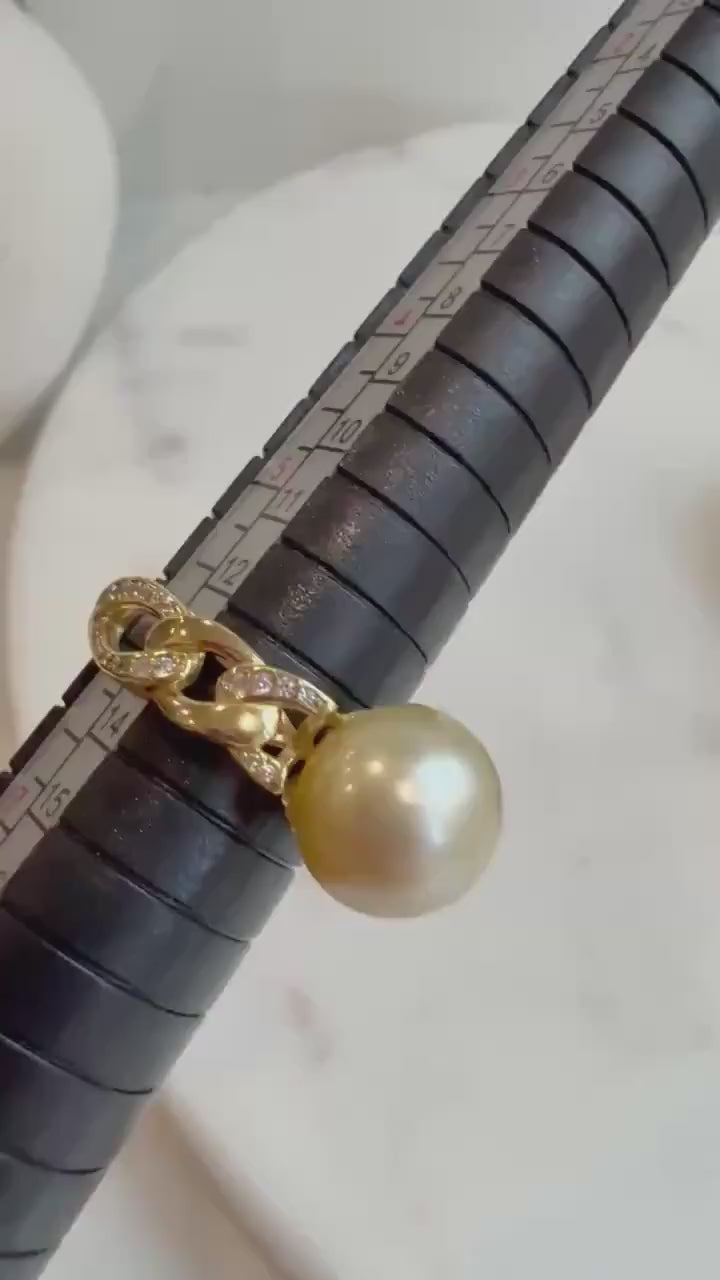 Elly’s 10.6mm Insale Strong luster South Sea Golden natural Ocean Pearl s925 silver adjustable daily wear ring. Gift for her  birthday.