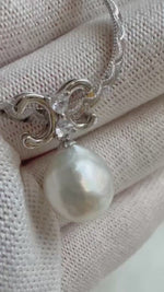 Elly’s 12.7mm Australian Ocean white Pearl  Pendant Necklace Set: Extreme luster mirrored, S925 silver Chain Set. Pearl Jewelry Idea.