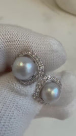 Elly’s 7.7mm Akoya ocean Blue silver pearls earings: Extreme luster mirrored, 1.2x1.2cm, s925 silver earrings. Pearl jewelry idea.