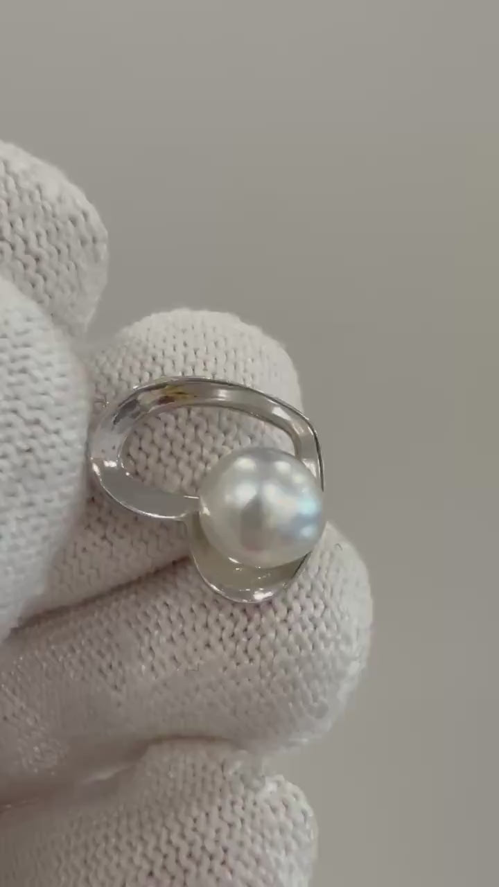 Rare Saltwater Australian Ocean Cold white Keshi Pearl strong luster pendant adjustable silver chain  Necklace unique gift for her.7.5x8.1mm
