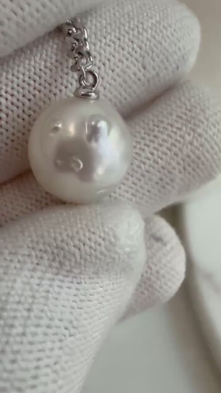 Elly’s 12.5mm Insale Australian ocean white pearl Bracelet: Extreme luster, S925 silver adjustable bracelet, to 8.1”.