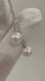 Elly’s Akoya Exceptional Elegant strong luster off White Pearl vintage earrings Chandeliers no piercings gift for her birthday. 7mm
