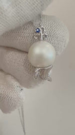 Elly’s 10.3mm Australian Ocean white Round Pearl good luster Mermaid pendant silver top silver chain Classic Necklace unique gift for her