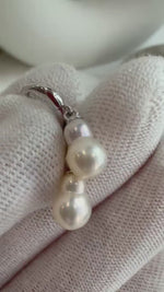 Elly’s Freshwater Peanut Keshi Pearls Earrings Hoops: Extreme luster mirrored, 6.5mm, ivory silver. S925 silver hoops.