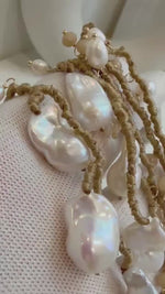 Elly’s Handmade Baroque Pearl & Sunstone Long Necklace: Iridescent Luster