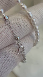 Elly’s 3.4-3.8mm extremely strong luster Freshwater white peanut keshi Pearls strand Necklace unique anniversary gift. to 17.7”