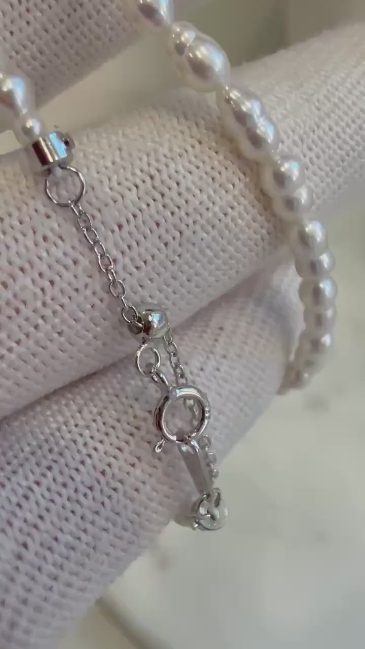 Elly’s 3.4-3.8mm extremely strong luster Freshwater white peanut keshi Pearls strand Necklace unique anniversary gift. to 17.7”