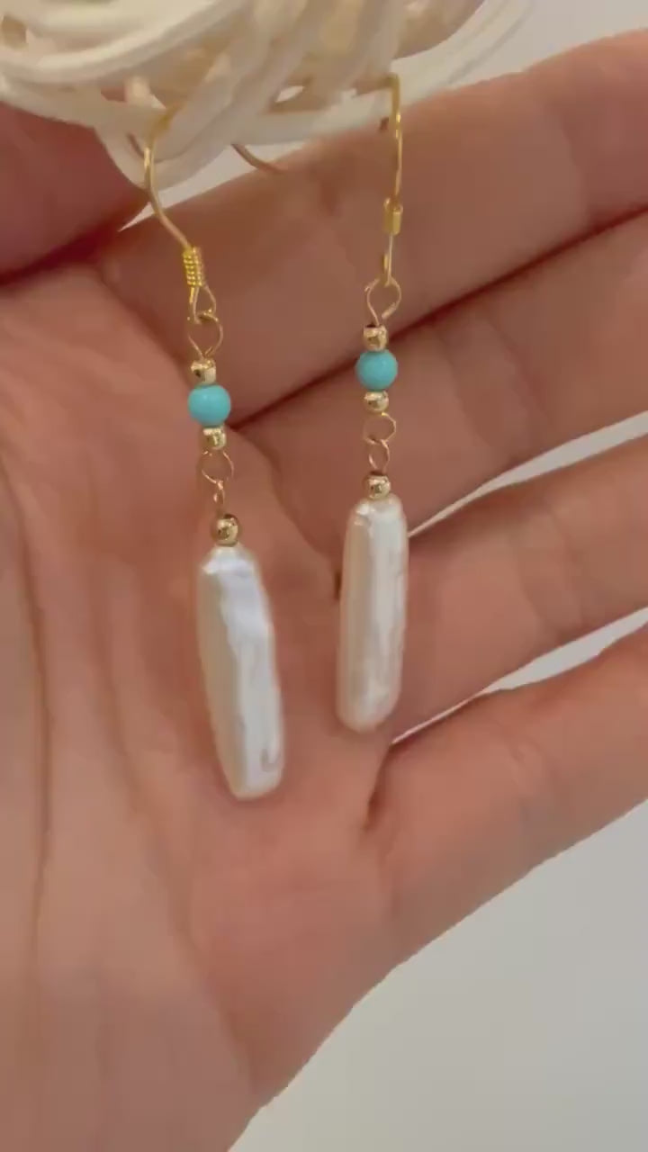 Elly’s Not for Seperate purchase! Ivory Baroque Stylish Pearl Earrings Elegant Earrings Chandelier handmade natural genuine pearl earrings