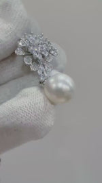 10.4mm Australian Ocean white Pearl strong luster floral pendant adjustable silver top silver chain Classic Necklace unique gift for her.
