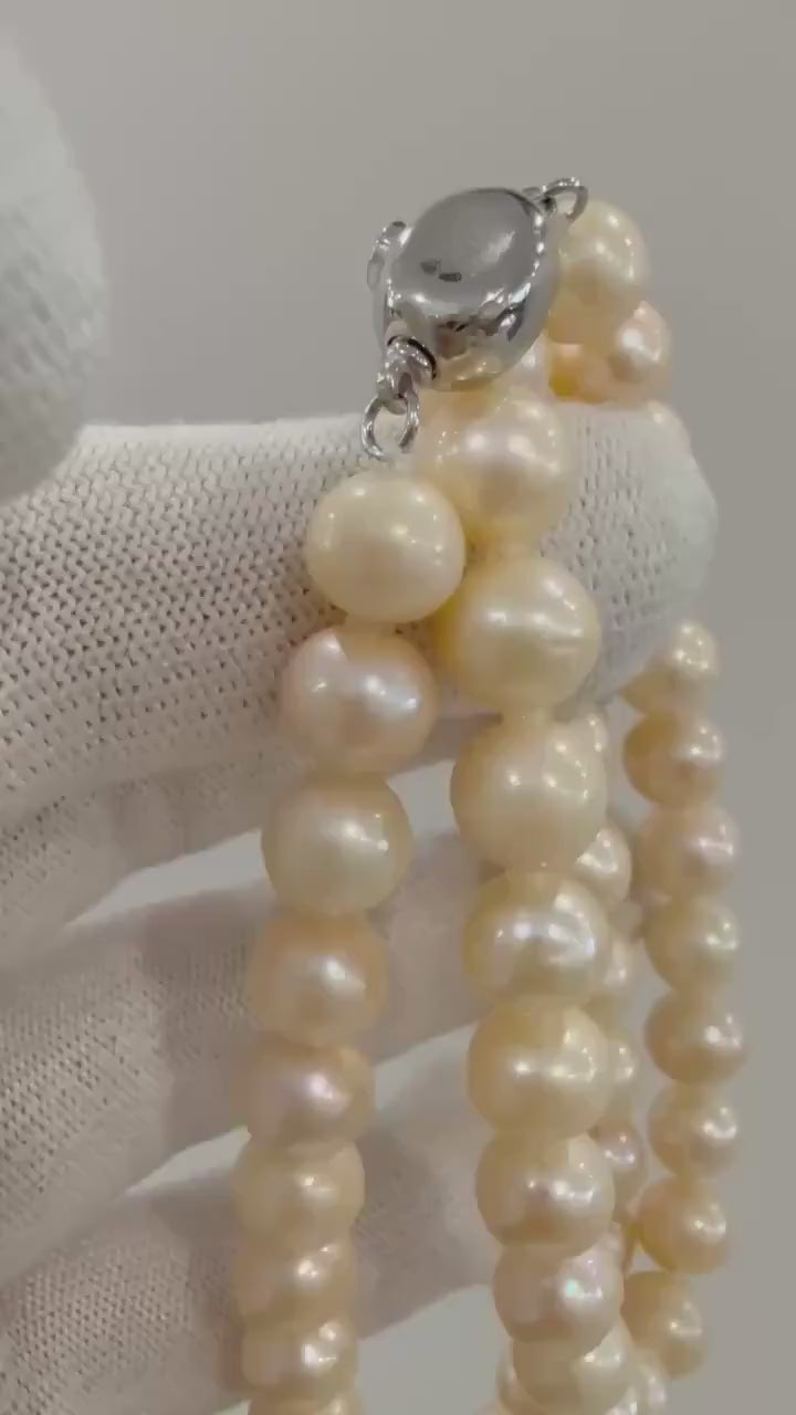 Elly’s Rare Peach color good luster Freshwater Pearl strand Necklace unique anniversary engagement gift.8.2-9.2mm.