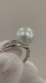11.2mm Strong Luster Edison white silver color in Sale Elegent minimalist  pearl s925 silver ring. Office Daily Ring gift for her birthday.