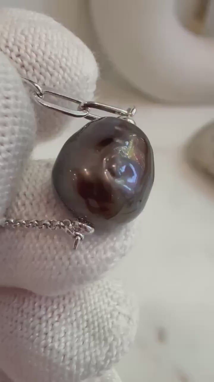11.2mm Extreme luster mirrored Tahitian Ocean Saltwater Elegant black deep chocolate pearl s925 silver adjustable daily bracelet. To 7.6”