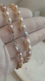 Elly’s Multi Color Rice Pearl Necklace: S925 Silver Clasp, Extreme Luster