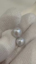 Elly’s Set of 8.4mm Akoya Ocean Pearls Earrings Studs and Jacket: Extreme luster Mirrored, S925 silver Earrings jacket and studs.