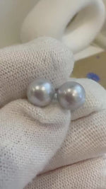 Elly’s 8.2mm Au750 18K Gold Akoya round Blue Silver Extreme luster natural ocean pearls minimalist earrings Gold stud Daily earrings