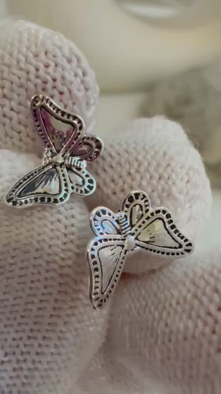 Elly’s S925 Silver Butterfly Stud Earrings: Vintage Style (Not for seperate purchase.)