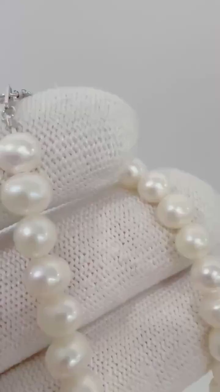 Elly’s 5.5-6mm Super Value! Extremely strong luster Freshwater Ivory oval round Pearl strand Necklace unique anniversary gift.