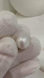 Au750 18k Yellow Gold 11mm Extreme luster Edison White Round Pearl Floating pendant silver chain Classic Necklace gift for her birthday