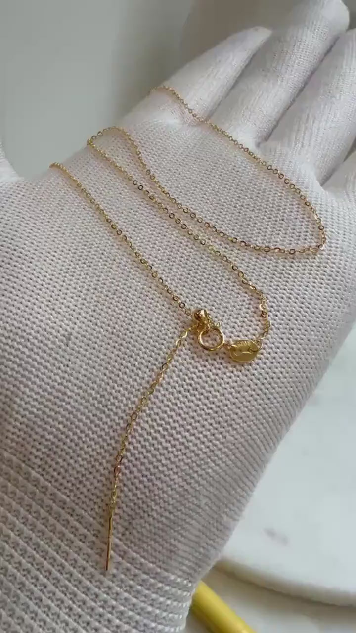Elly’s Not for seperate purchase!! s925 silver O chain necklace, adjustable size to 17.3”, with needle for floating pendant. Gold.