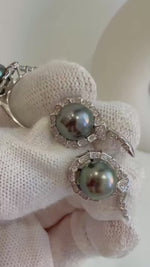 Elly’s Whole set! Tahitian ocean pearls Ring Earrings Set: Extreme luster mirrored effect, 8.4-9.6mm, S925 silver Ring earrings set.